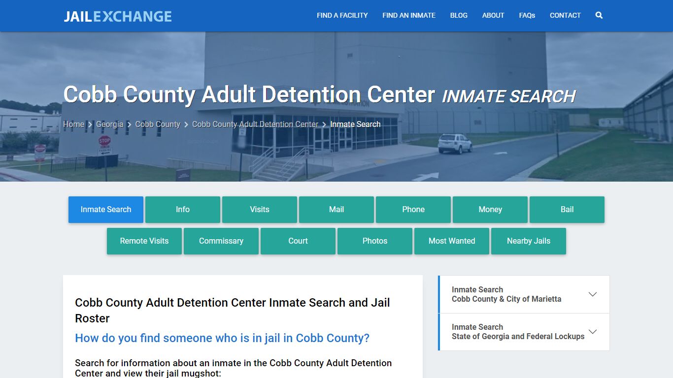 Cobb County Adult Detention Center Inmate Search - Jail Exchange